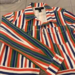 rainbow striped jean jacket